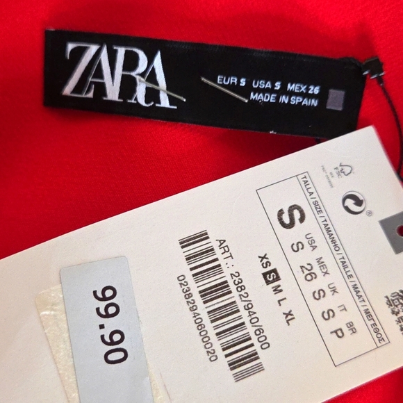 ZARA NEW WOMAN LONG BLAZER WITH LINED MATCHING BELT DRESS RED 2382/940 S - Picture 9 of 9